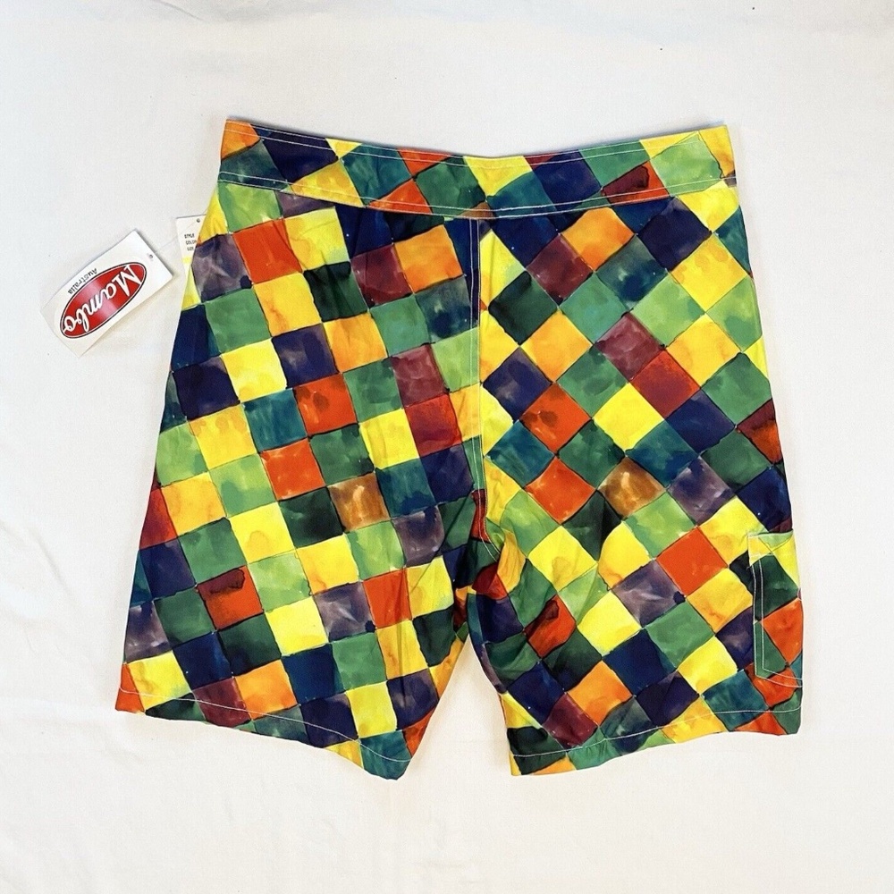 Mambo Australia Men Size M Swim Trunks Multi-Color Tiles Side Pocket NWT $48 - Picture 15 of 16